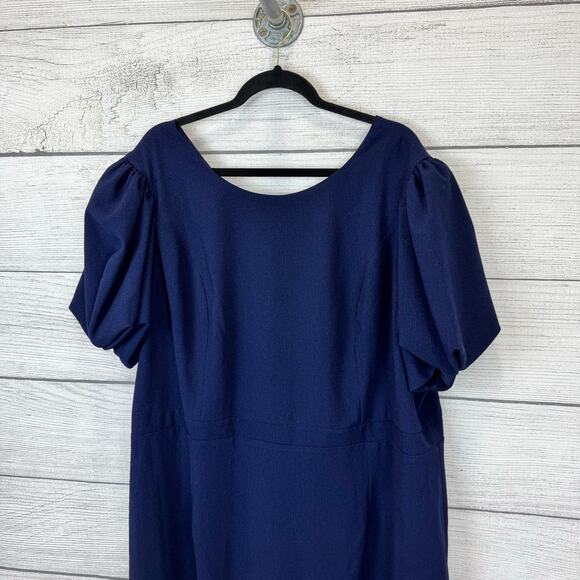 Asos Plus Size Navy Puff Sleeve Modest Simple Dress Size 22 - Picture 7 of 7